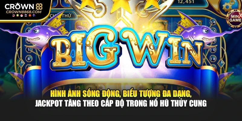 Hình ảnh sống động, biểu tượng đa dạng, jackpot tăng theo cấp độ trong nổ hũ Thủy Cung